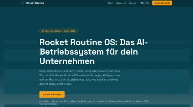 Startseite von Rocket Routine