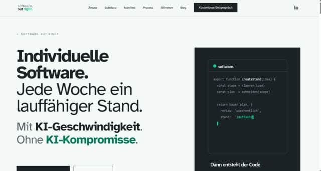 Startseite von software. but right.